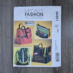 NEW McCall's M4851 Sewing with Nancy Totes Pattern